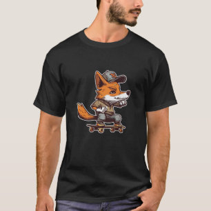 Camiseta Fox Skateboarding Hobby Skater Wildlife Animal Lon