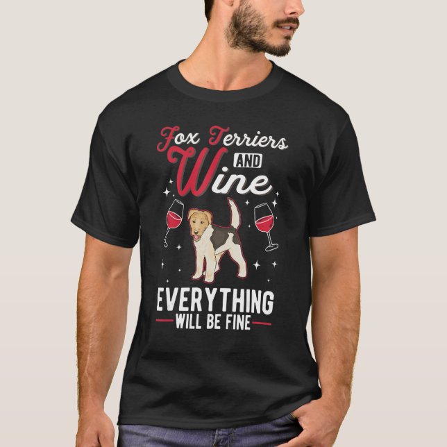 Camiseta Fox Terrier And Wine Wire Fox Terrier (Anverso)