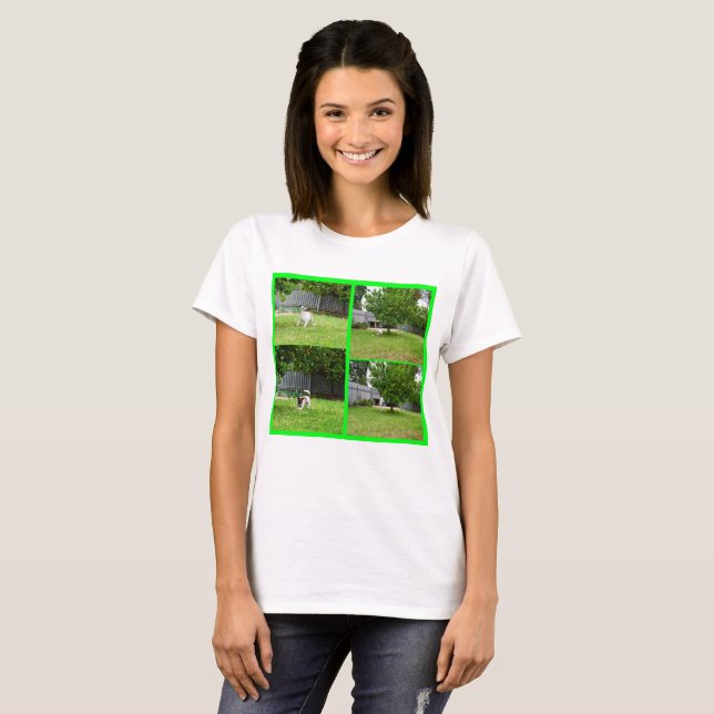 Camiseta Fox Terrier, Collage de fotos, Ladies_White_T-shir (Anverso completo)