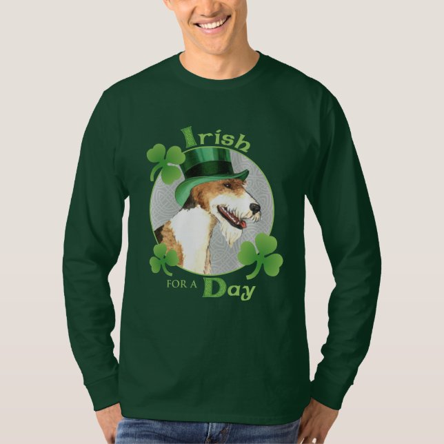 Camiseta Fox terrier del alambre del día de St Patrick (Anverso)