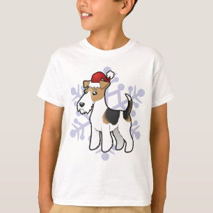 Camiseta Fox terrier del alambre del navidad