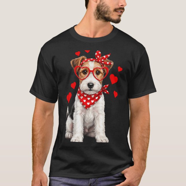 Camiseta Fox Terrier Día de San Valentín Perro de Pelo Duro (Anverso)