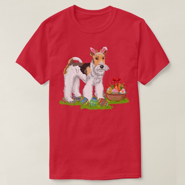 Camiseta Fox Terrier Dog Easter Egg Hunting Bunny Fox Terri (Diseño del anverso)