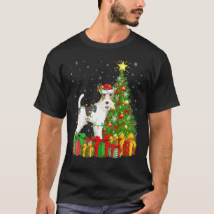 Camiseta Fox Terrier Lighing Xmas Tree Santa Fox Terrier C