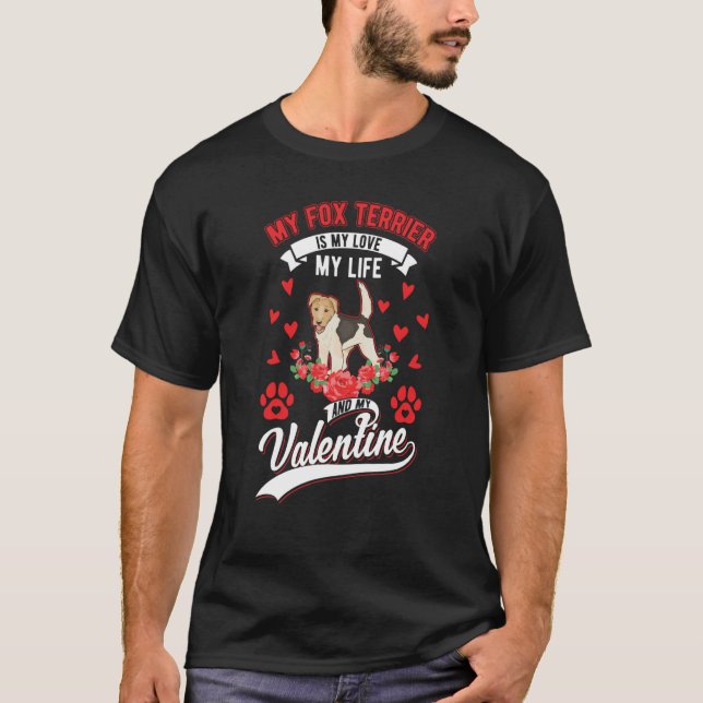 Camiseta Fox Terrier Valentine's Day Wire Fox Terrier (Anverso)