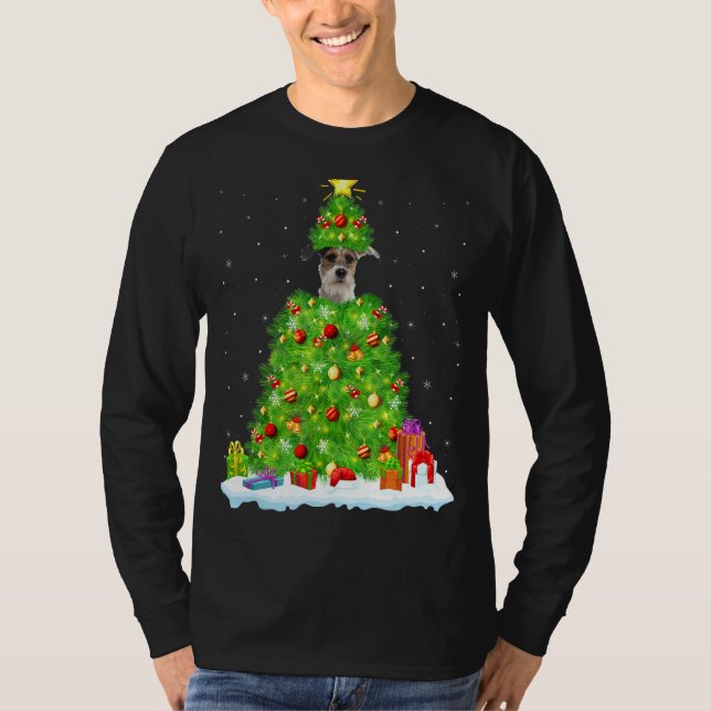 Camiseta Fox Terrier Xmas LighTree Funny Fox Terrier C (Anverso)
