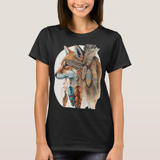 Camiseta Fox Tribal Watercolor Fox Dream Catcher (Anverso)
