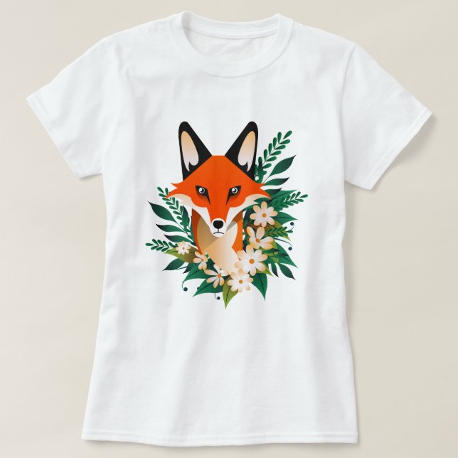 Camiseta Fox y Flowers (Diseño del anverso)