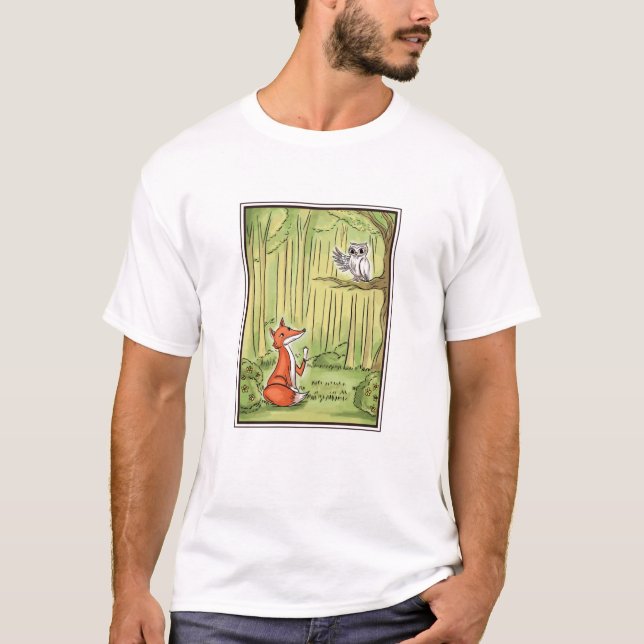 Camiseta Fox y Owl en un bosque (Anverso)