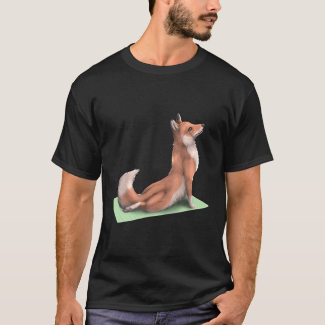 Camiseta Fox Yoga Pose Meditación Zen Ejercicio de entrenam (Anverso)