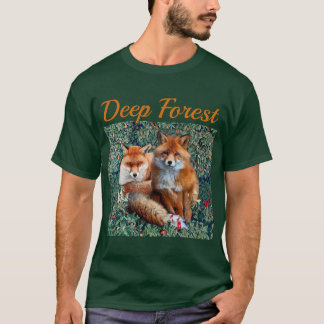 CAMISETA FOXAS ROJAS ENTRE HOJAS VERDES, FOLIGAS, FLORES