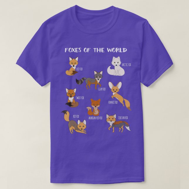 Camiseta Foxes Of The World Funny Fox Animals Educational T (Diseño del anverso)