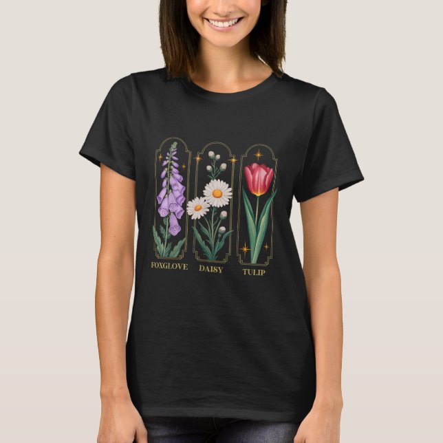 Camiseta Foxglove Daisy Tulip Floral (Anverso)