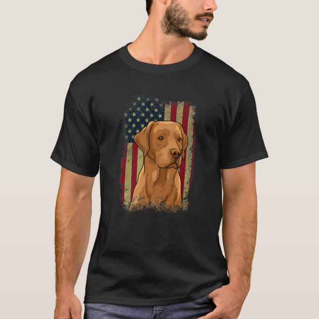 Camiseta Foxred Labrador US Flag Dog Lover Fox Red lab Prem (Anverso)