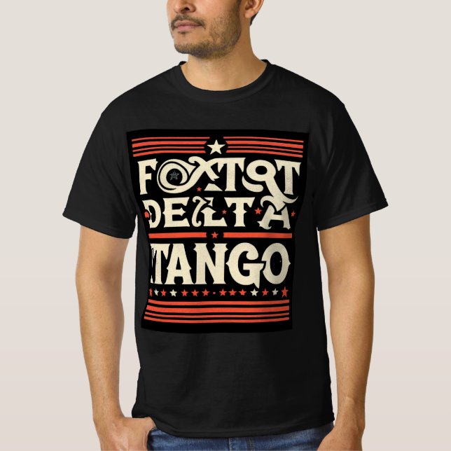 Camiseta Foxtrot Delta Tango angustiado Patriótico Fonético (Anverso)