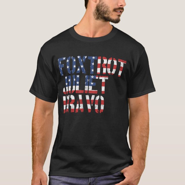 Camiseta Foxtrot Juliet Bravo Bandera Americana (Anverso)