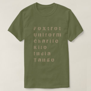 Camiseta Foxtrot, Uniform, Charlie, Kilo, India, Tango