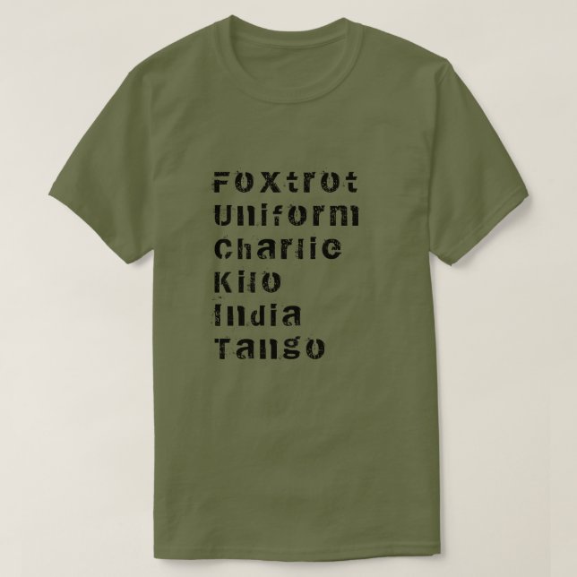 Camiseta Foxtrot, Uniform, Charlie, Kilo, India, Tango T-Sh (Diseño del anverso)