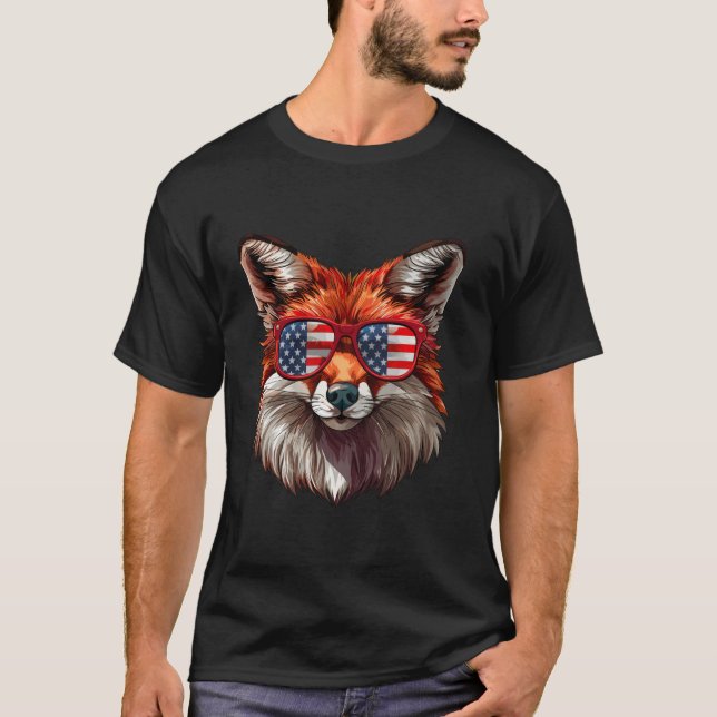Camiseta Foxy American Flag Funny Foxy ama a mamá papá 4 o (Anverso)