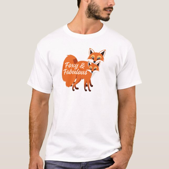 Camiseta Foxy & Fabulous Cute Fox Quote T-Shirt Design (Anverso)