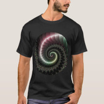 Camiseta fractal de espiral metálica