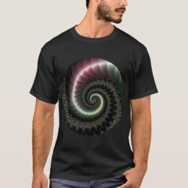 Camiseta fractal de espiral metálica