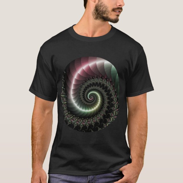 Camiseta fractal de espiral metálica (Anverso)