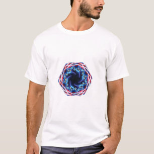 Camiseta Fractal Mandelbrot Patriótico de Rojo Blanco y Azu