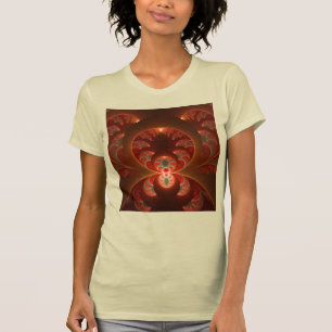 Camiseta Fractal moderno abstracto luminoso naranja rojo