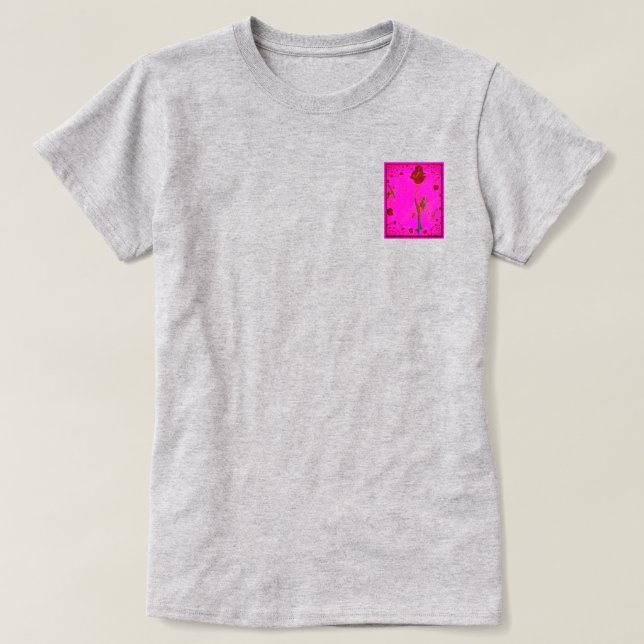 Camiseta Fractal Red Rose T-Shirt (Diseño del anverso)