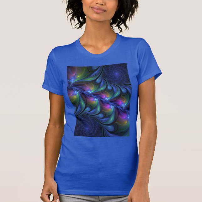 Camiseta Fractal verde rosa azul luminoso colorido abstract (Anverso)