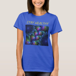 Camiseta Fractal verde rosa azul luminoso colorido abstract