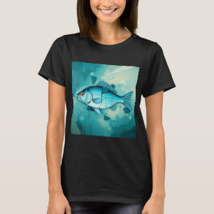 Camiseta Fragmentación de Pez Turquesa Cubista