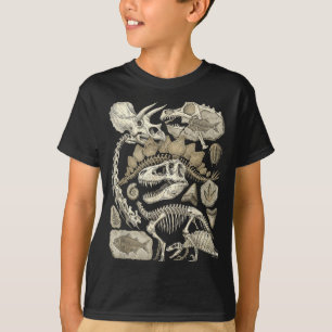 Camiseta Fragmentos de esqueleto de dinosaurio vintage Pale