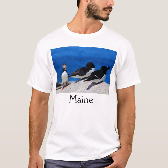 Camiseta Frailecillo atlántico y Razorbills de Maine (Anverso)