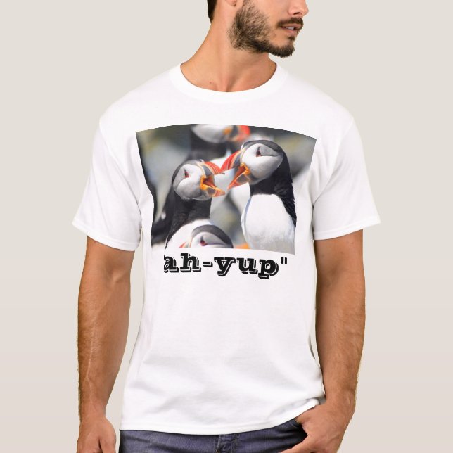Camiseta Frailecillos de Maine "ah-yup " (Anverso)