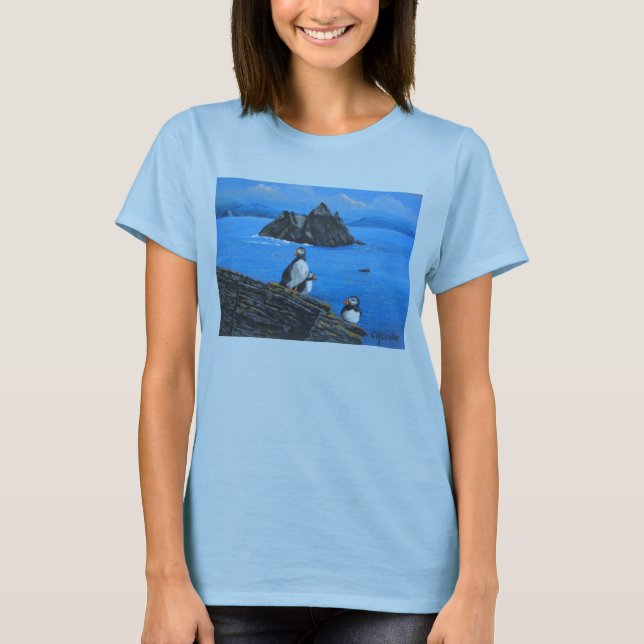 Camiseta Frailecillos en Skellig Michael Irlanda (Anverso)