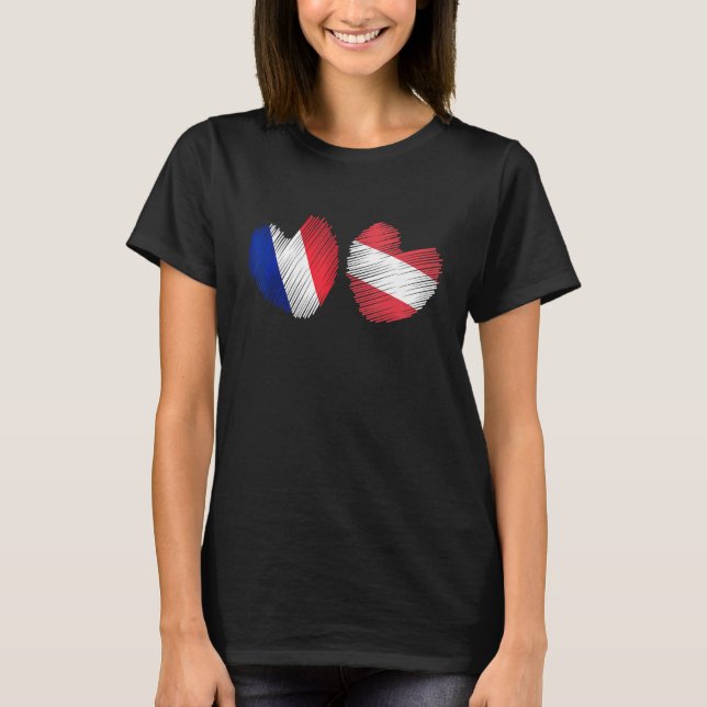 Camiseta France Austria Heart French Flag Austrian Flag Gru (Anverso)