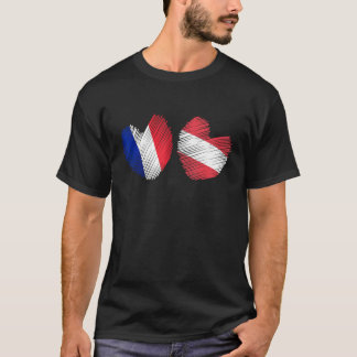 Camiseta France Austria Heart French Flag Austrian Flag Gru