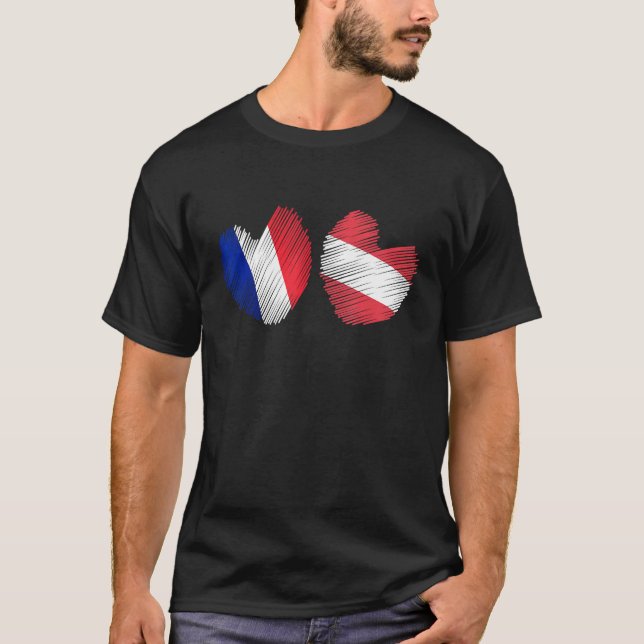 Camiseta France Austria Heart French Flag Austrian Flag Gru (Anverso)