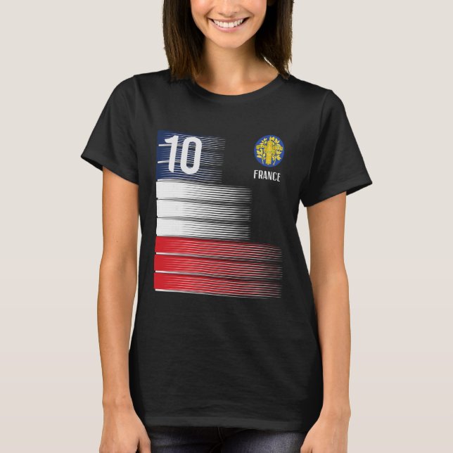Camiseta France Flag Number 10 French Soccer Men Women Boys (Anverso)