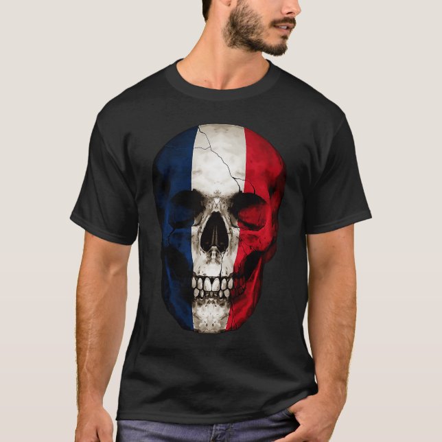 Camiseta France Flag Skull French Roots Proud Patriotic (Anverso)