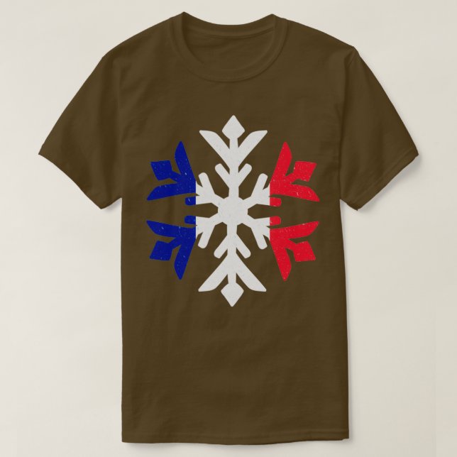 Camiseta France Flag Winter Snowflake Design (Diseño del anverso)