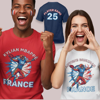 Camiseta France Football Dynamic Quarterback Patriotic Art