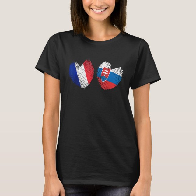 Camiseta France Slovakia Heart French Flag Slovak Flag Grun (Anverso)