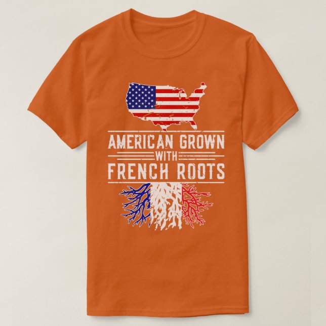 Camiseta Francés cultivado en Estados Unidos remonta al org (Diseño del anverso)