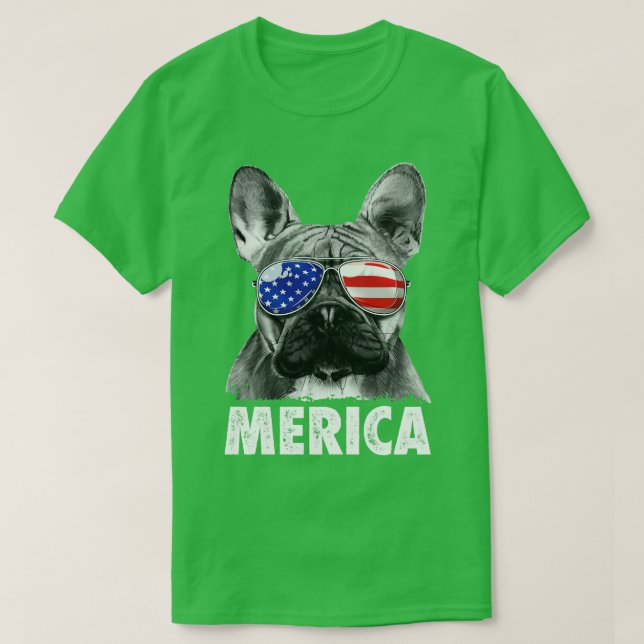 Camiseta  francés de Bulldog Merica 4 de julio para Men Wom (Diseño del anverso)