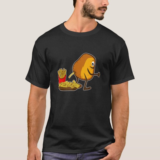 Camiseta Francés Fries Patata Pooping Humor (Anverso)