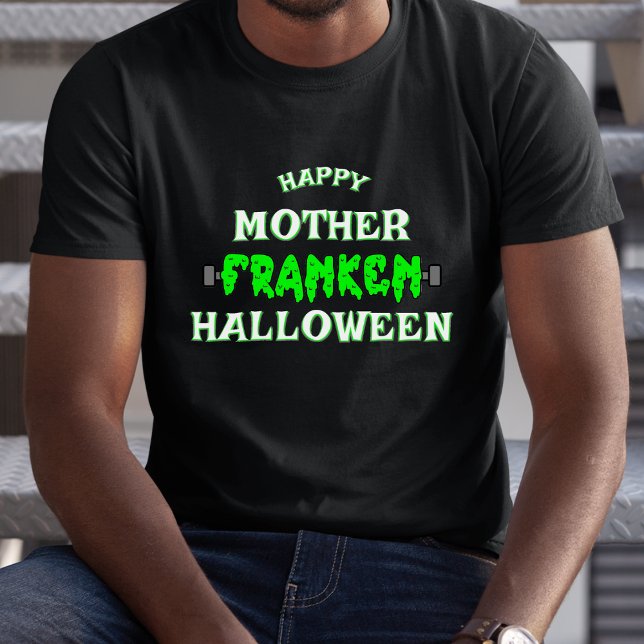 Camiseta Francés honrados Feliz Madre Franken Halloween (funny Frankenstein happy mother frank Halloween black t-shirt)