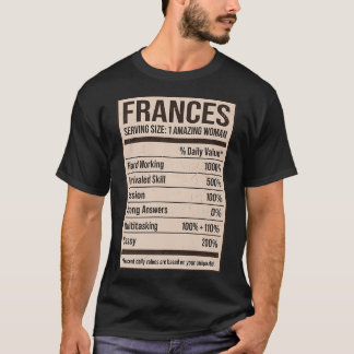 Camiseta Frances Nutrition Facts Name Nickname Alias Title